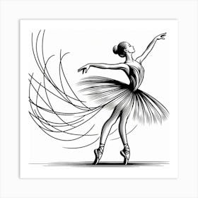 Line Art ballerina body 11 Art Print