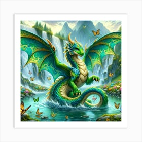 Dragon With Butterflies 1 Art Print