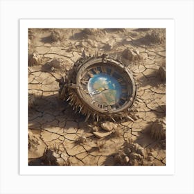 Clock In The Desert 1 Art Print