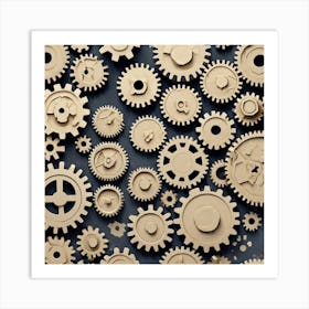 Gears On A Black Background 31 Art Print