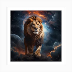 Lion In The Sky - A Lion Emerges From The Heart Of The Sky Art Print