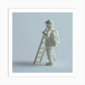 Firefighter On Ladder Art Print