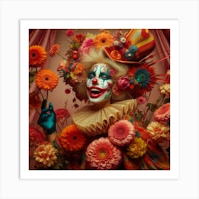 Clown With Flowers 6 Art Print