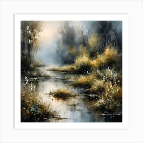 Foggy Wetlands Art Print