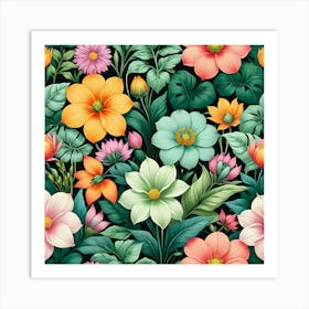 Seamless Floral Pattern 11 Art Print