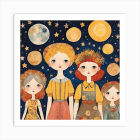 Three Little Girls Art Print