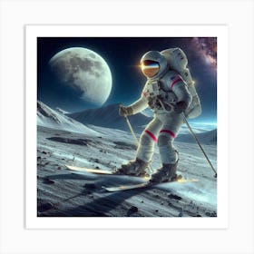 Skier On The Moon Art Print