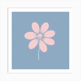 A White And Pink Flower In Minimalist Style Square Composition 469 Art Print