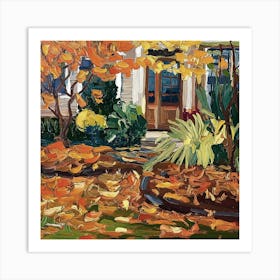 Autumn Leaves In Front Of The House Art Print