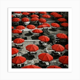 Default Red Umbrellas In Italy Art 1 Art Print