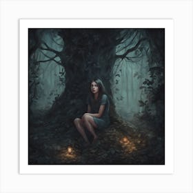 Girl In The Woods 1 Art Print