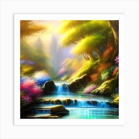 Waterfall In The Forest 2 Art Print