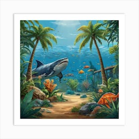 Default Aquarium With Coral Fishsome Shark Fishes View From Th 3 (3) Art Print