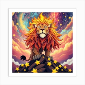 Lion With Stars 1 Art Print