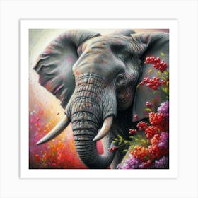 Elephant With Berries Art Print