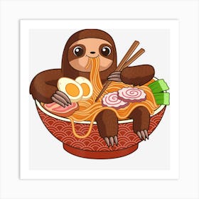 Limited Edition Kawaii Cute Anime Sloth Otaku Japanese Ramen Art Print