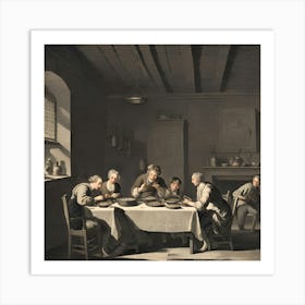 People in the table Art Print