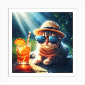 Cat In Sunglasses Art Print