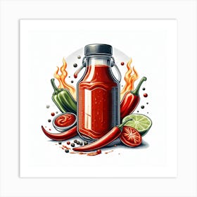 Hot Sauce Illustration 3 Art Print