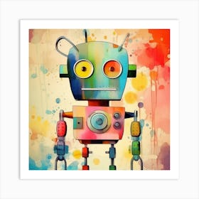 Mechanical Robot AI Watercolor Art Print