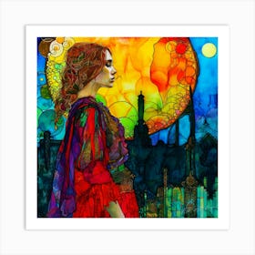 Gazing Off - Woman Gazing Out Art Print