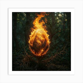 Phoenix Fire Egg In The Woods Art Print