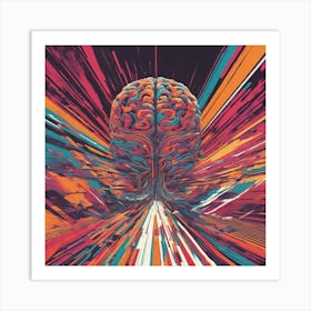 Brain Is Walking Down A Long Path, In The Style Of Bold And Colorful Graphic Design, David , Rainbow (3) Art Print