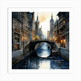 Brussels Canal Art Print