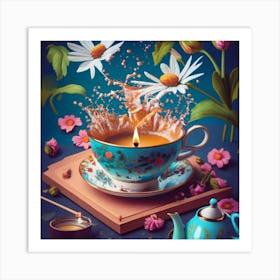 Teacups And Flowers Art Print