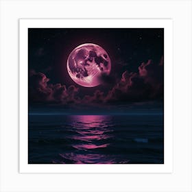 Full Moon Over The Ocean Art Print