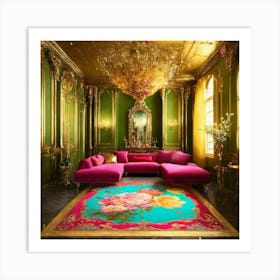 Futuristic Beautiful French Mansion Interior Glamo (29) Art Print