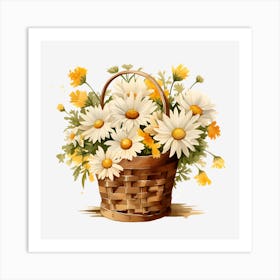 Basket Of Daisies Art Print