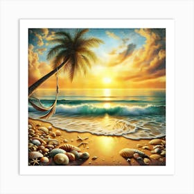 Sunset At The Beach 1 Art Print