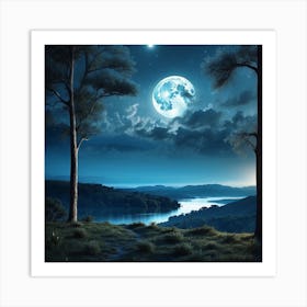 Full Blue Moon  Art Print