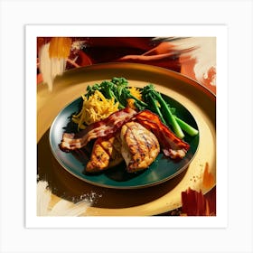 Chicken With Broccoli And Bacon Art Print