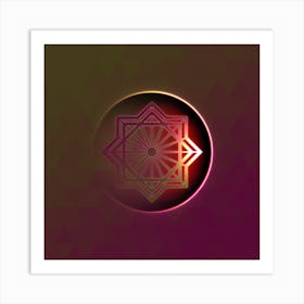 Geometric Neon Glyph on Jewel Tone Triangle Pattern 191 Art Print