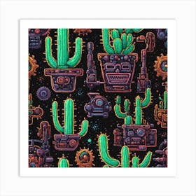 Cactus Pattern 25 Art Print