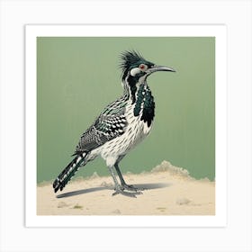 Ohara Koson Inspired Bird Painting Roadrunner 3 Square Art Print