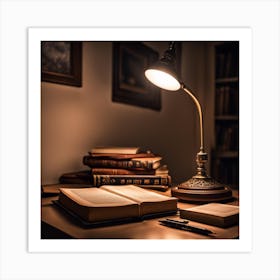 Lamp On A Desk Art Print