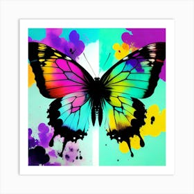 Butterfly With Paint Splashes 9 Art Print