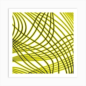 Abstract Yellow And Black Lines 2 Art Print