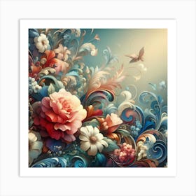 Floral Wallpaper 3 Art Print