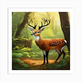 Deer In The Forest 1 Art Print