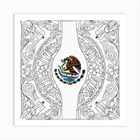 Mexican Flag Coloring Page 4 Art Print
