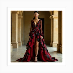 Portrait Of A Woman In A Red Dress Art Print