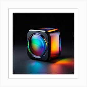 High Resolution 3d Glass Like Camera Icon Smooth Curves Modern Aesthetic Rainbow Spectrum Refract 1 Art Print