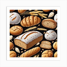 Seamless Pattern With Bread 1 Art Print