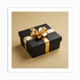 Black And Gold Gift Box Art Print