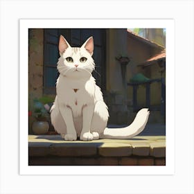 Legend Of The White Cat Art Print