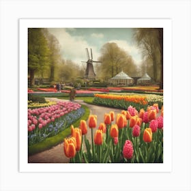 Keukenhof Gardens Netherlands Vintage Botanical 7 Art Print